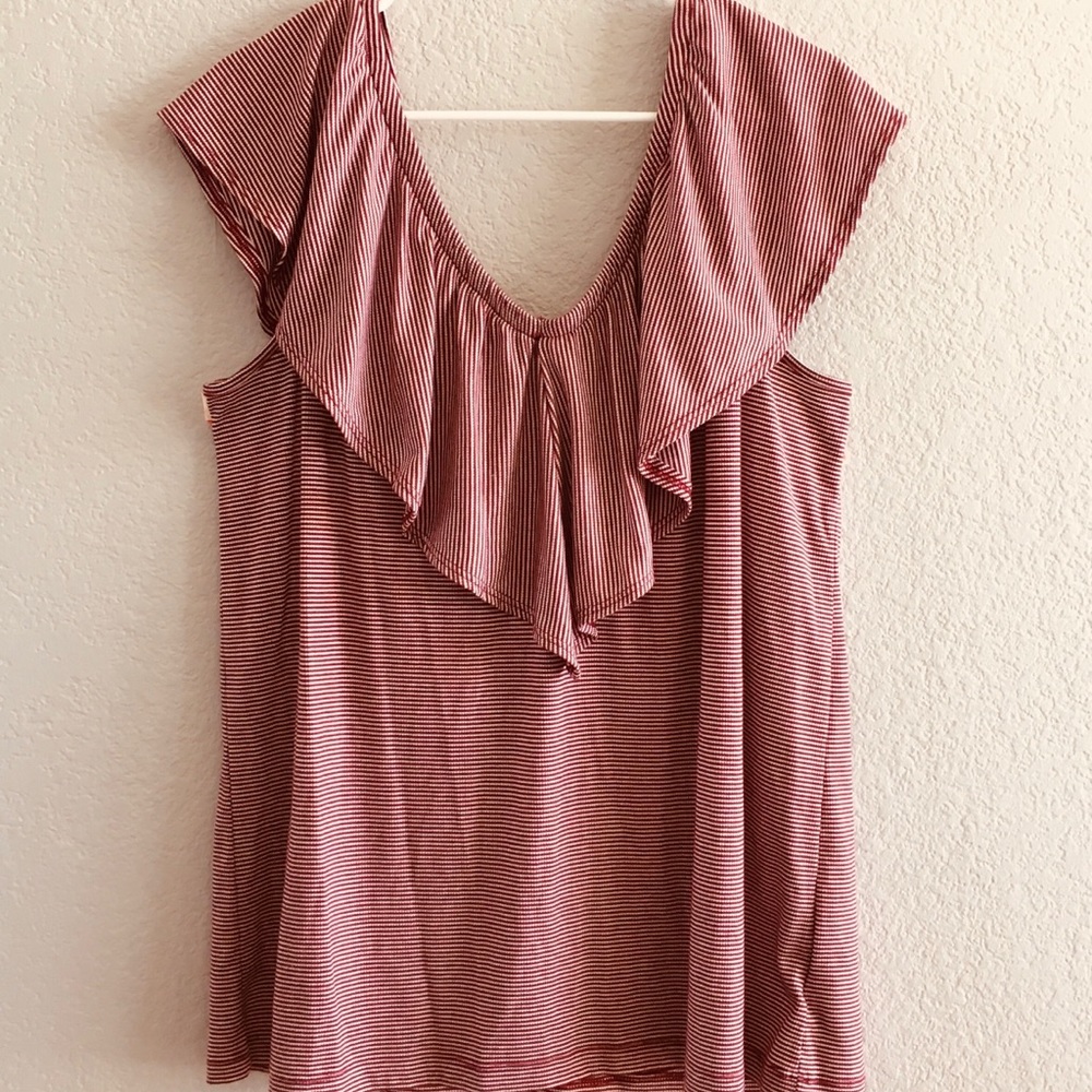 Pink/Maroon and White Striped Shirt.